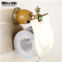 Bathroom accessories golden color paper holder with stone coper paper shelf rack toilet roll holder wall paper hanger