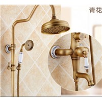 Luxury High Quality Bathroom Antique Brass Rain Shower Set,  Shower Faucet European style Bath &amp;amp;amp; Shower Faucet Set, Wall Mounted