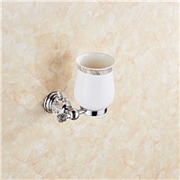 Luxury chrome crystal toilet brush holder with Ceramic cup/ household products bath brush decoration bathroom accessories