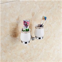 Batroom cup holder chrome crystal double cup holder bathroom crystal cup rack holder hardware bath sets bathroom accessories