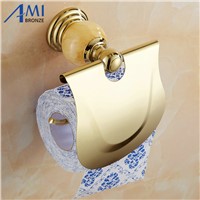 62 Jade Series Golden Polished Brass With Jade  Toilet Paper Holders Bathroom Accessories Paper Shelf Toilet Vanity Paper Rack