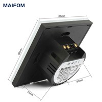 MAIFOM Remote Control Light Switch  EU Standard 2 Gang 1 Way Crystal Glass Panel &amp;amp;amp; LED Indicator Touch Control Wall Switch