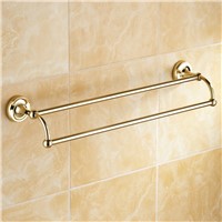 Luxury Gold Towel Rack Antique Polished Double Layer Towel Bar Solid Brass Towel Holder Bathroom Accessories Products LG