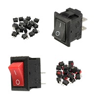 20pcs 250V 3A Mini Boat Rocker Switch SPST ON-OFF 2Pin Black Plastic Button Applied to Controlling Household Appliance Favorable