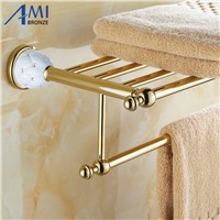 63GD Series Series Towel Rack Golden Polish Copper With Diamond Continental Bathroom Accessories With Towel Bar Towel Shelf