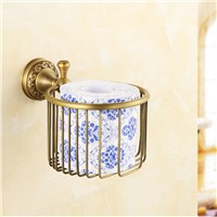 AUSWIND European Antique Copper Toilet Paper Holder Solid Brass Toilet Paper Rolls Tissue Box Bathroom Accessories Sets