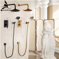 Bathtub Faucets Antique  Wall Concealed Bathroom Faucets Shower Set Faucet Mixer Black Rain shower Bath Mixer Set Crane FS-13889