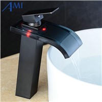 LED Faucet Water Powered  Bathroom Basin Faucet Chrome Polish Brass &amp;amp;amp; Glass Mixer Tap Waterfall Faucet Hot Cold Crane Basin Tap
