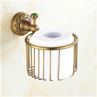 Paper Holders Antique Paper Basket Holder With Full Green Stone Brass Tissue Box Hand Paper Box In Bathroom Accessories SSL-S07