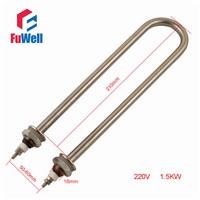 U Shaped Iron Head Stainless Steel Tube Heating Element 220V 1.5KW M16 Mounting Thread Electric Water Heating Tube Heater
