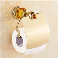 Luxury  Gold Crystal Brass Toilet Paper Holder  Polished European Tissue Box Roll Holder Bathroom Accessories Products