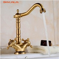 New Arrival Tall Faucet Vintage Style Bathroom Basin Sink Faucet Antique Brass MixerTap Dual Handles Deck Mounted CA9902