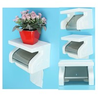 THGS Waterproof Toilet Paper Holder Tissue Roll Stand Box with Shelf Rack Bathroom