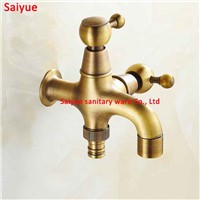 Uniqyue Antique Copper Convenient using Solid Brass Cross Garden Outdoor Faucet water washing machine Mop tap with ceramic valve