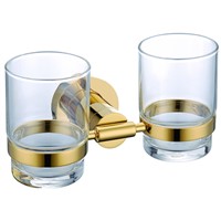 Free ship gold Finish TUMBLER HOLDER DOUBLE CUP HOLDER Round base