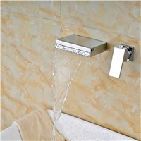 Uythner Single Handle Waterfall Bathroom Sink Faucet Hot&amp;amp;amp;Cold Mixer Tap Chrome Finish