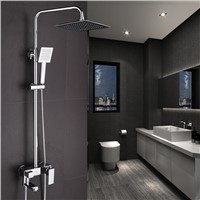 Shower Faucets Bathroom Mixer Taps Shower Sets Cabin Chrome Rainfall Top Spray 8 inch Showerhead Wall Mount Plumbing Crane 9174