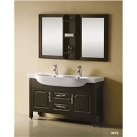 Black color  vanity cabinets with two  basin vanity