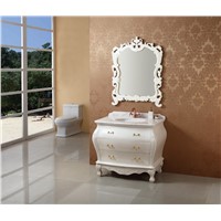 Hot sales marble countertop antique white single sink bathroom cabinet