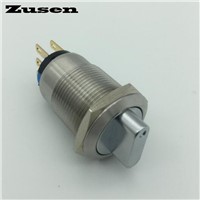 Zusen 19mm metal selector switch 3 position fixed 2NO2NC