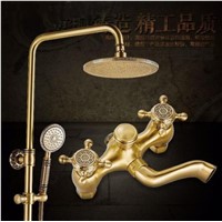 New Luxury Antique Brass Carving Rainfall Shower Sets Faucet Mixer Tap Tub Faucet Brass Bath &amp; Shower Faucet Set Bathtub Faucet