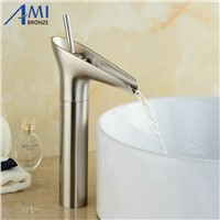 Newly Basin faucet Waterfall Nickel Brushed Bathroom Faucet  Basin Faucets Brass Mixer Tap Faucets