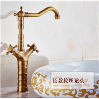Bamboo antique bathroom faucet with solid brass bathroom basin sink faucet and hot cold bronze basin mixer tap