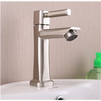 High quality 304 stainless steel single cold water bathroom basin faucet nickle brush finish