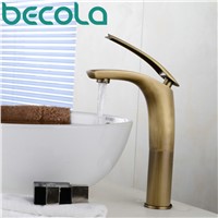 BECOLA Bathroom Sink Basin Faucet Antique Bronze Mixer Tap Hot and Cold Water Brass Faucet B-1534