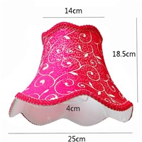 RED E27 Desk Lamp Lampshade Red Lace Abstract Flower Pattern Textile Fabrics Fashionable Decorative E27 table lamp shade