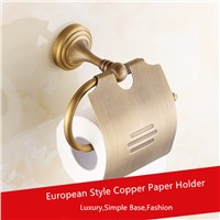 BOCHSBC European Full Copper Toilet Paper Holder Classic Retro Roll Paper Towel Box Antique Brass Bathroom Accessories