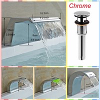 Modern Big Waterfall Spout Deck Mount Chrome Finish Bathroom Faucet Spout