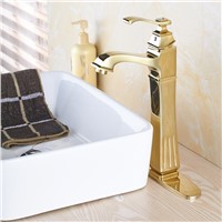 Luxury Gold Finish Bathroom Basin Sink Mixer Faucet with Hot Cold Water Taps