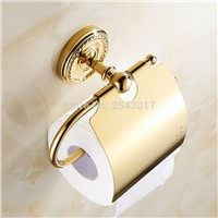 Newly Wall Mounted Copper Brass Toilet Paper Roll Holder Golden Finish Tissue Box Fashion Bathroom Accessories ZR2306