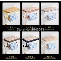 New Arrival Bathroom Accessories Toilet Roll Paper Holder with Phone Rack Wall Mounted Rose Golden Finish Tissue Box ZR2333