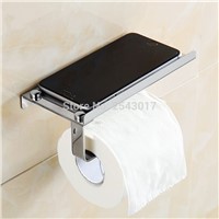 Stainless Steel 304 Toilet Paper Holder with Phone Rack Wall Mounted High Quality Chrome Polished Tissue Boxes ZR2336
