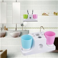 Bathroom 4-Hole Toothbrush Toothpaste Cup Holder Stand Storage Set Durable