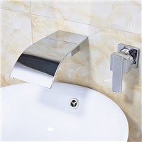 Wall Mount Bathroom Sink Faucet Ceramic Valve Single Handle Dula Holes Faucet