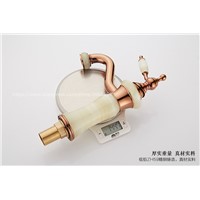(6 Styles) Natural Jade Marble Design Rose Gold Bathroom Basin Faucet,Copper Mixer Tap Fashion Decorations for Home TP-1103