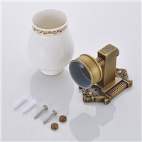 Antique Brass Tumbler Holder Toothbrush Holder In Brass With Single Ceramics Cup Bathroom Accessories