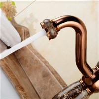 New jade and brass faucet rose gold finished bathroom basin faucet,Luxury sink tap basin mixer High Quality water tap