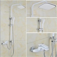 2016 high quality brass material chrome and white bathroom shower faucet set rainfall shower faucet set bath and shower faucet