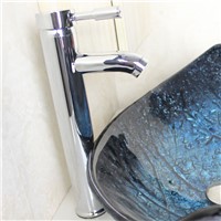Leaf Shape Tempered Glass Wash Sink With Faucet Basin Chrome Faucet Set Bathroom Sink Bowl  Blue Washbasin Countertop Sink Tub
