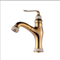 New Arrivals Gold Pull out Basin Sink Faucet Luxury Pull Out Bathroom Basin Faucet Brass and Jade Vanity Sink Mixer water Tap