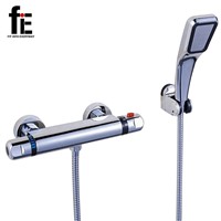 FITINTOEVERYWAY Shower Faucet Set Bathroom Thermostatic Faucet Chrome Finish Mixer Tap Automatic Temperature Control Water Valve