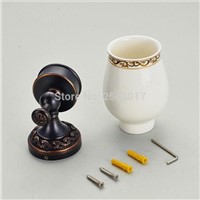 High Quality Euro Style Cup&amp;amp;amp;Tumbler Holder Single Ceramic Cup Bathroom Accessories Wall Mounted Black Carving Finished ZR2662