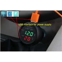 Newest car-detector Digital Voltmeter Motorcycle Car temperature Meter Red Green LED DC 0-100V dispaly  Volt Meter Gauge Ammeter