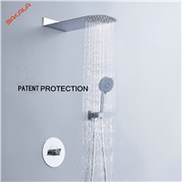 Luxury Rain Bath Combination Shower Mixer Wall Mounted Stainless Steel 20&amp;amp;quot; Rainfall Shower Head Chrome Polished Shower CF-Y1000