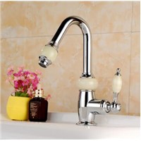 New luxury Rose Gold Brass Jade Body Water tap Bathroom Basin Faucet Deck Mounted Counter top Sink Mixer Tap Hot and cold