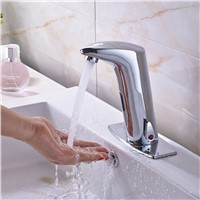 Wholesale And Retail Promotion Tall Bathroom Sensor Faucet Mixer Tap Deck Mount Hot And Cold Water W/ Square Plate